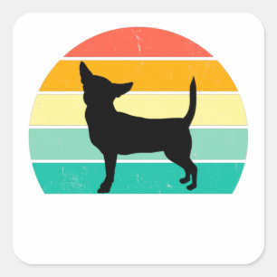 Adesivo Quadrado Retro Sunset Chihuahua