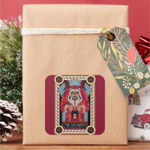 Adesivo Quadrado Retro Vintage Krampus e o Velho Natal Negro