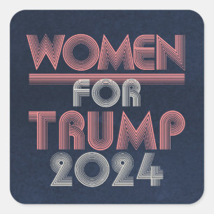 Adesivo Quadrado Retro Vintage Pink Women for Trump 2024
