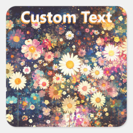Adesivo Quadrado Retro Wildflower Floral Pattern Custom