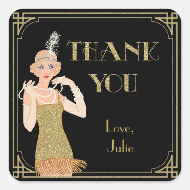 Adesivo Quadrado Retrospectiva Dourada brilhante de 20 graus (Frente)