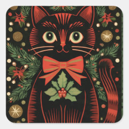 Adesivo Quadrado RetroXmasCat