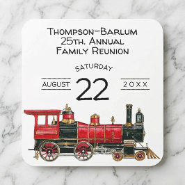 Adesivo Quadrado Reunião da família Red Train