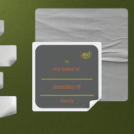 Adesivo Quadrado reunião de cacto de ferrugem e de cowboy verde-oli