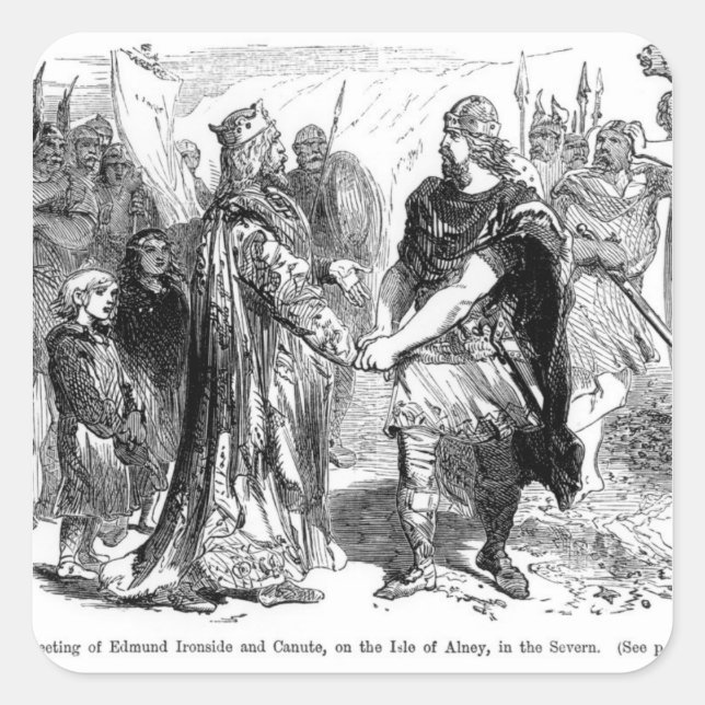 Adesivo Quadrado Reunião de Edmund Ironside e Canute (Frente)