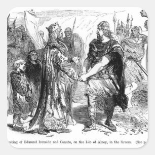 Adesivo Quadrado Reunião de Edmund Ironside e de Canute