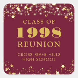 Adesivo Quadrado Reunião de Turma Estrelas Castanho e Dourado Perso