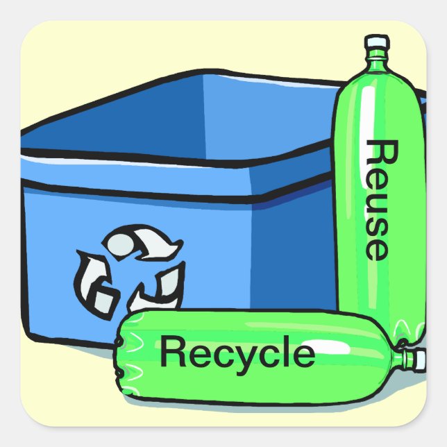 Adesivo Quadrado Reutilização do reciclar (Frente)