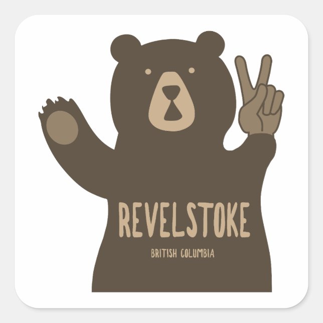 Adesivo Quadrado Revelstoke British Columbia Peace Bear (Frente)