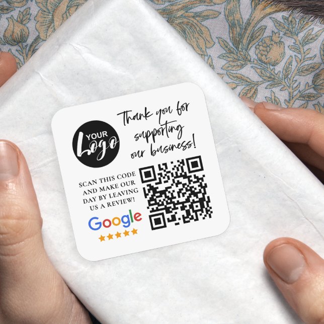 Adesivo Quadrado Revisões do Google Obrigado Logotipo Código QR (Criador carregado)