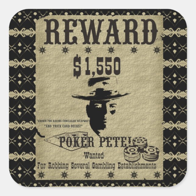 Adesivo Quadrado Reward Poker Pete (Frente)
