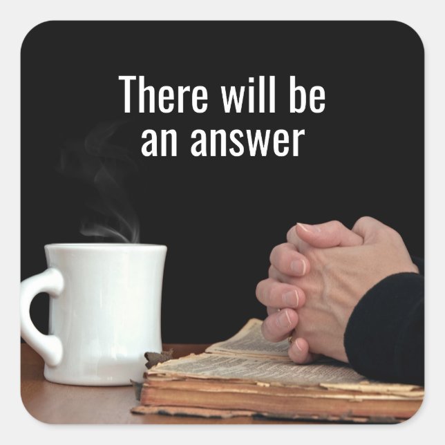 Adesivo Quadrado Rezando Mãos Na Bíblia Antiga (Frente)