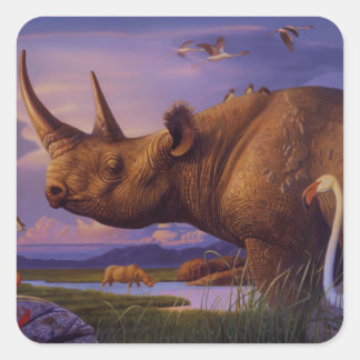 Adesivo Quadrado Rhinoceronte Sticker