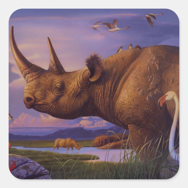 Adesivo Quadrado Rhinoceronte Sticker (Frente)