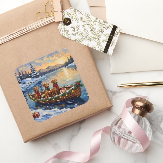 Adesivo Quadrado Rhodesian Ridgeback Christmas Boat Holiday (Presentear)