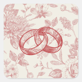 Adesivo Quadrado Rich Red French Floral Toile Floral Floral