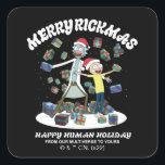 Adesivo Quadrado Rick and Morty | Merry Rickmas Presents<br><div class="desc">Celebrate Rickmas with this festive Rick and Morty graphic of presents raining down that reads: "Merry Rickmas. Happy Human Holiday from our Multiverse to Yours".</div>