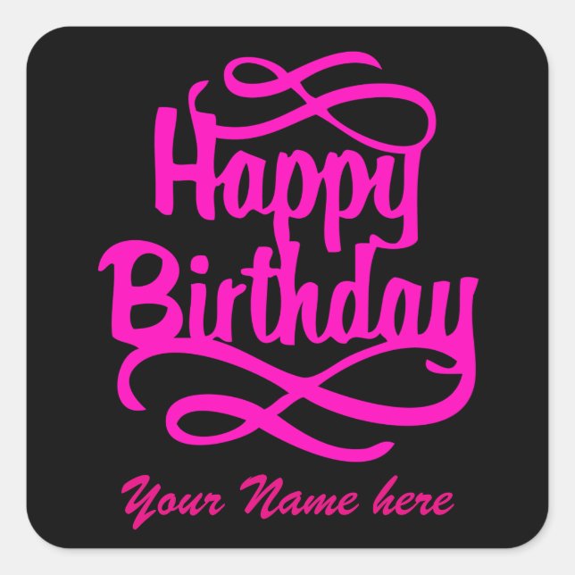 Adesivo Quadrado rick de vinhetas de aniversário felizes (Frente)