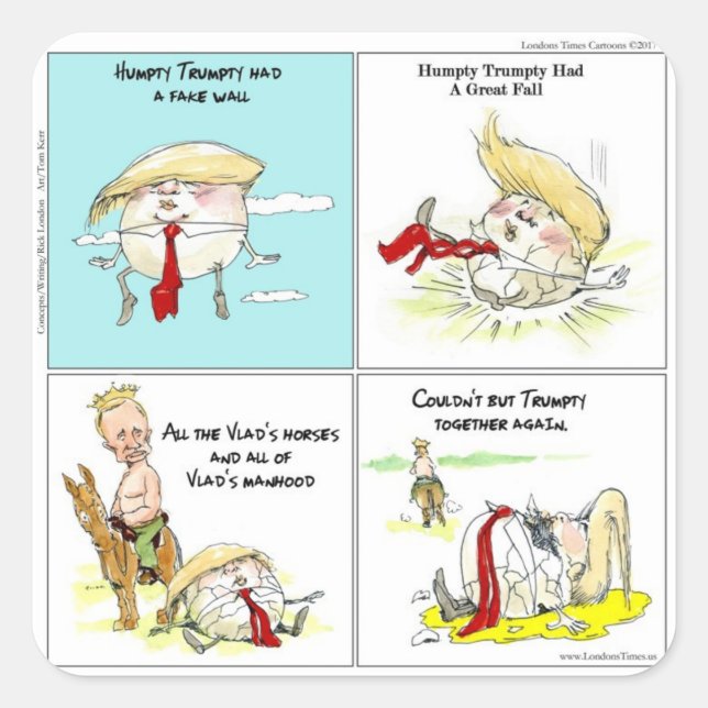 Adesivo Quadrado Rick London "Trumpty Dumpty" Engraçado Trump Gift (Frente)