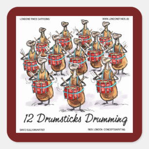 Adesivo Quadrado Rick Londres "12 Drumsticks Drumming" Natal