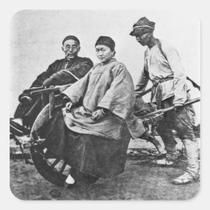Adesivo Quadrado Rickshaw chinês, c.1870 (foto de b/w)
