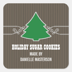 Adesivo Quadrado Rico de palhetas de árvores de Natal