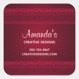 Adesivo Quadrado Rico e Elegante de fundo vermelho Na moda comercia