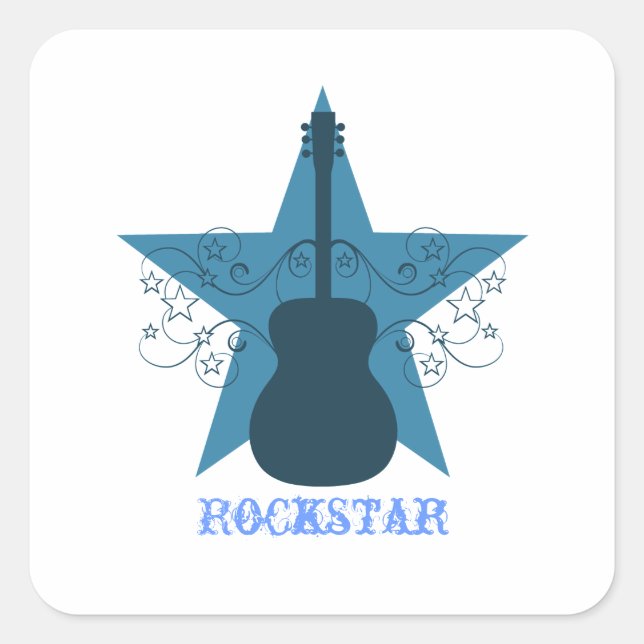 Adesivo Quadrado Rico Guitar Star Swirls Stickers Quadrados, Royal  (Frente)