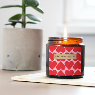 Adesivo Quadrado Rico Vermelho e Cor-de-Rosa Padrão Coração Dias de