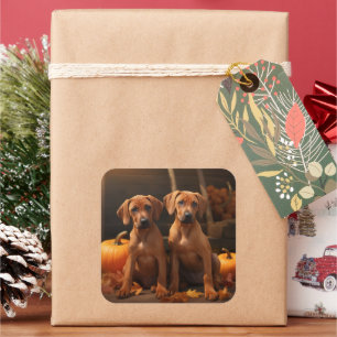 Adesivo Quadrado Ridgeback Ridgeback Puppy Autumn Delight Pumpkin