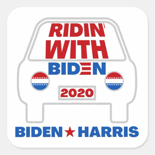 Adesivo Quadrado Ridin' Com Biden 2020 Stickers (Frente)