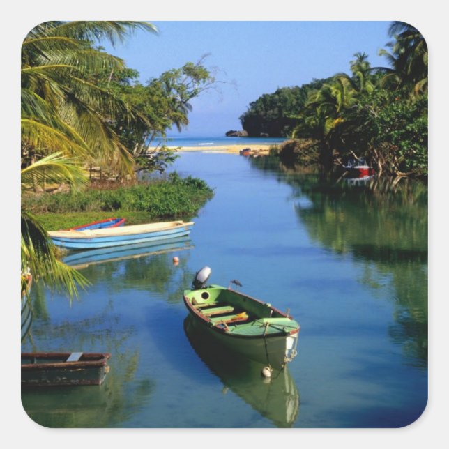 Adesivo Quadrado Rio Cênico perto de Ocho Rios na Jamaica (Frente)