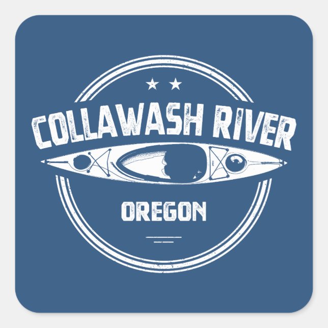 Adesivo Quadrado Rio Collawash Oregon Caiaque (Frente)