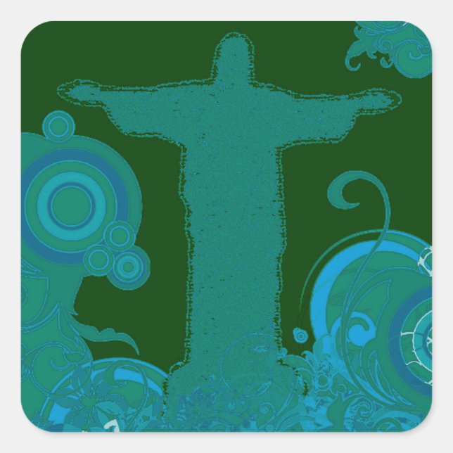 Adesivo Quadrado Rio - Corcovado - Jesus Cristo o redentor (Frente)