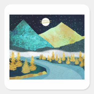 Adesivo Quadrado Rio ouro