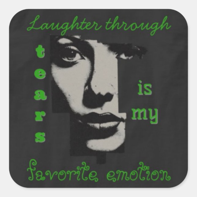 Adesivo Quadrado Risos através de lágrimas, vinheta quadrada (Frente)