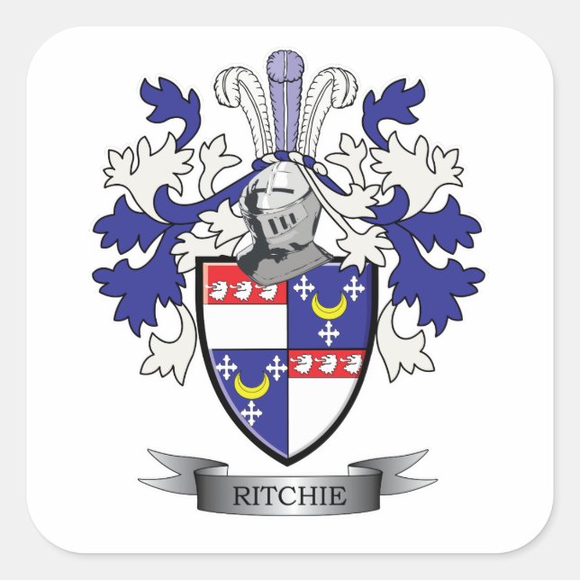 Adesivo Quadrado Ritchie Family Crest Casaco de Armas (Frente)