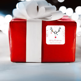 Adesivo Quadrado Ritmo vermelho de rena de Natal engraçado moderno