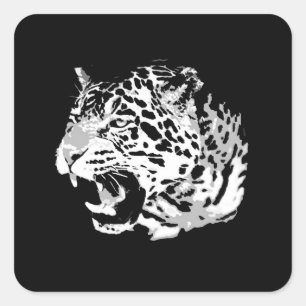 Adesivo Quadrado Roaring Jaguar Square Stickers