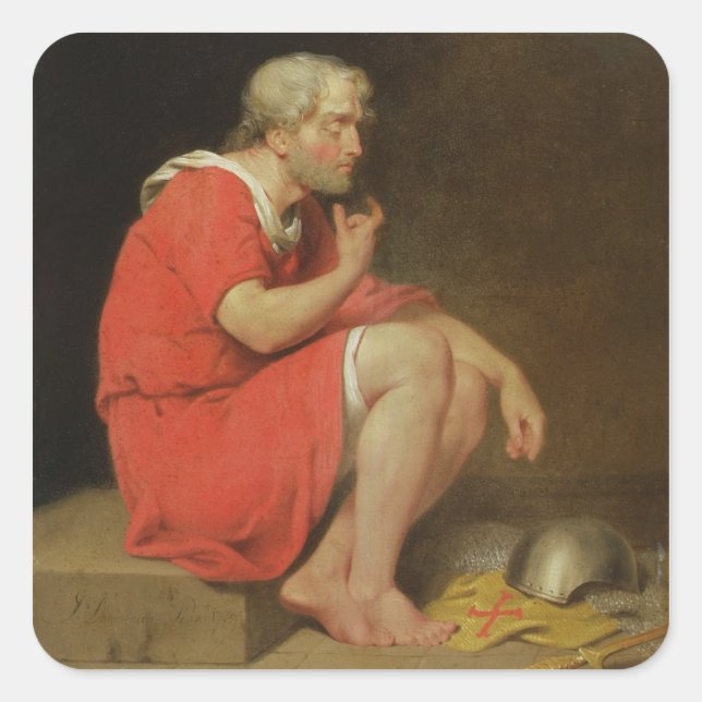 Adesivo Quadrado Robert (c.1054-1134) Duque da Normandia na prisão, (Frente)