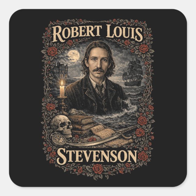 Adesivo Quadrado Robert Louis Stevenson (Frente)