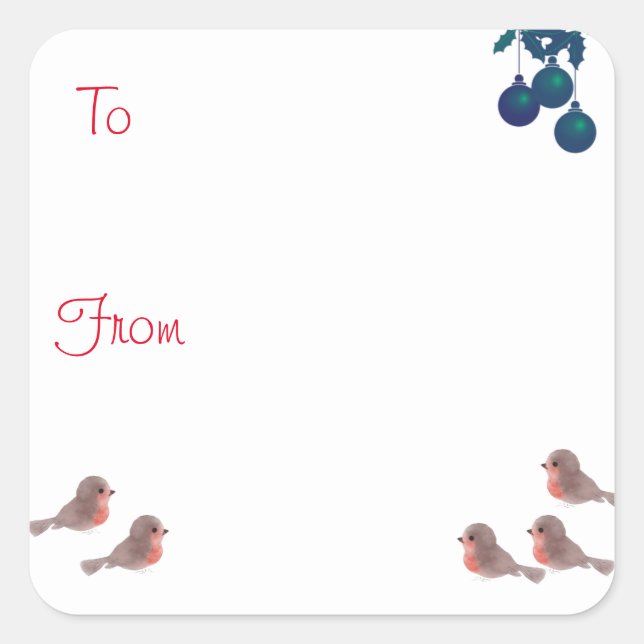 Adesivo Quadrado Robins e Natal sagrado (Frente)