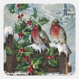 Adesivo Quadrado Robins Ingleses num Ventilador de Natal Antiquado