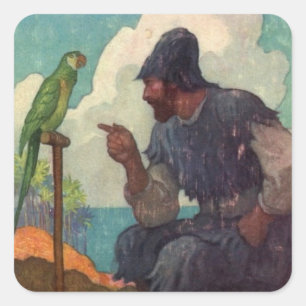 Adesivo Quadrado Robinson Crusoe e Poll de Cenoura