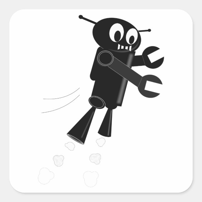 Adesivo Quadrado Robô Voador Negro (Frente)