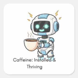 Adesivo Quadrado Robot Caffeine: Instalado e emocionante