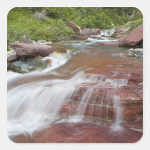 Adesivo Quadrado Rocha vermelha em Baring Creek no Glacier National