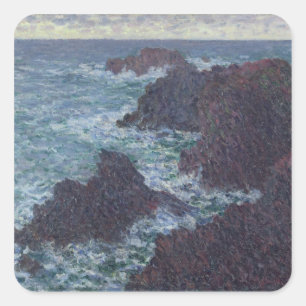 Adesivo Quadrado Rochas de Claude Monet no Belle-Ile, a costa