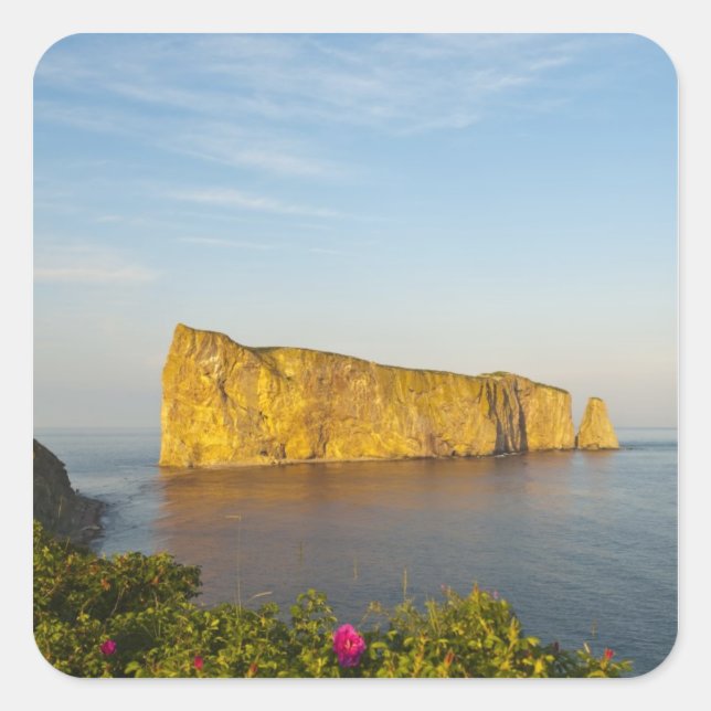 Adesivo Quadrado Rocher Perce (Rocha Perce), Quebec, Canadá. (Frente)