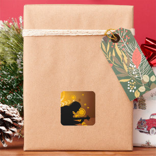 Adesivo Quadrado Rock Guitarist Rocker Musical Square Sticker